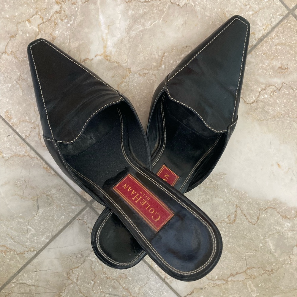 Cole Haan City Black Leather Slip on Shoes Size 8.5